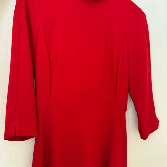 Zara flare midi dress A-line skater red mock neck - Picture 9 of 11